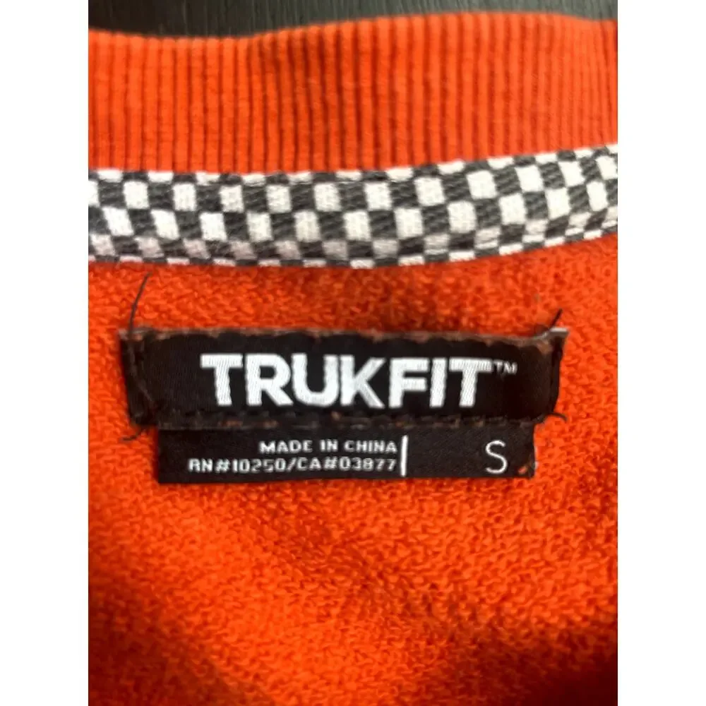 Trukfit Orange Ombre Paint Splatter Sweatshirt Small Distressed